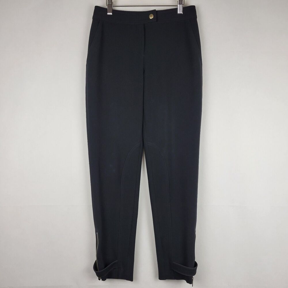 St John Collection Pants Womens Sz 2 Black Ankle Zip Riding Equestrian Office